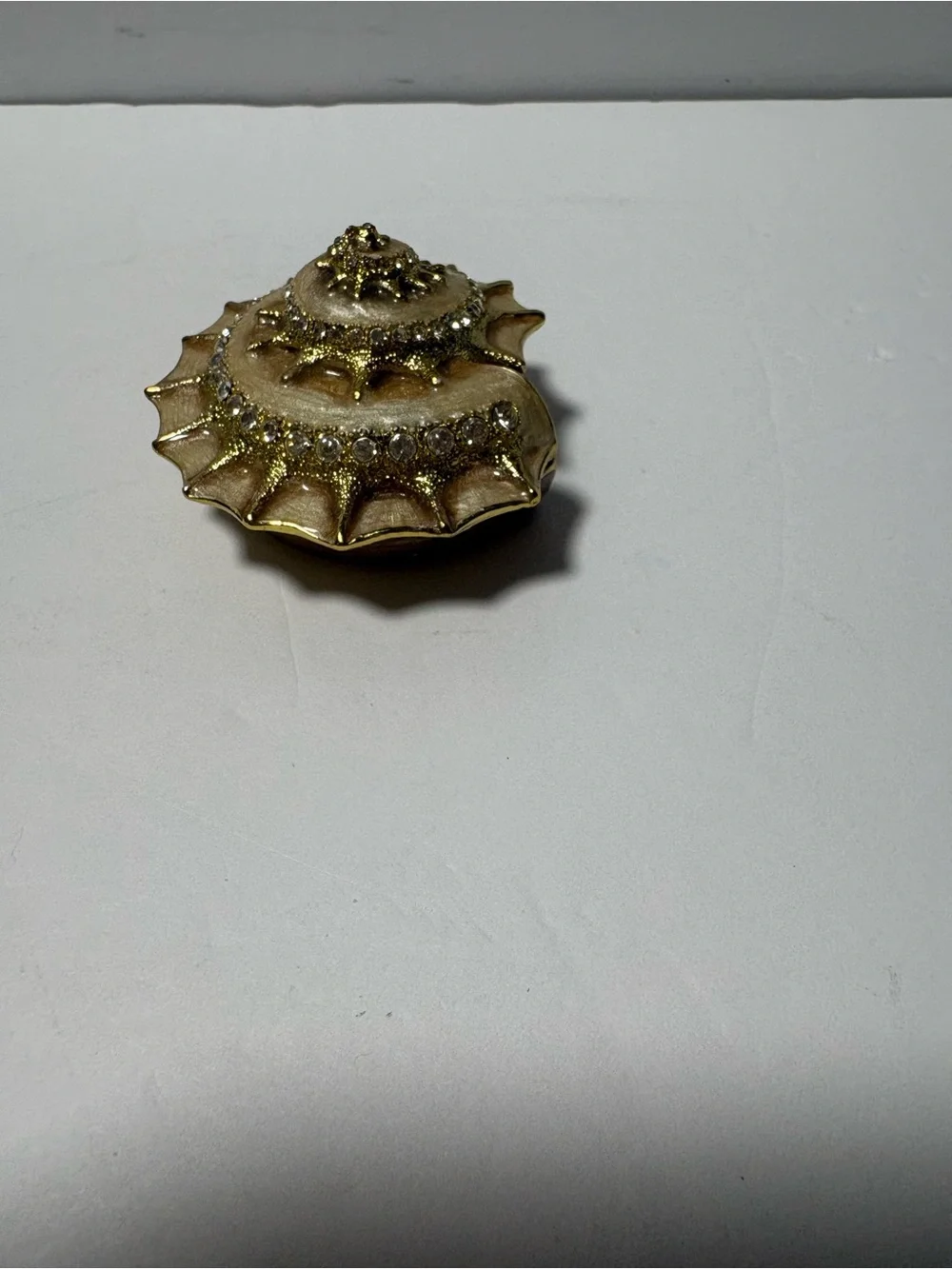 Gold-Tone Layered Starburst Trinket box with Clear Rhinestones